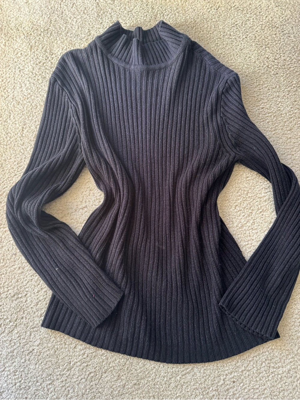 Ribbed Mock Neck Sweater in Charcoal Black turtleneck